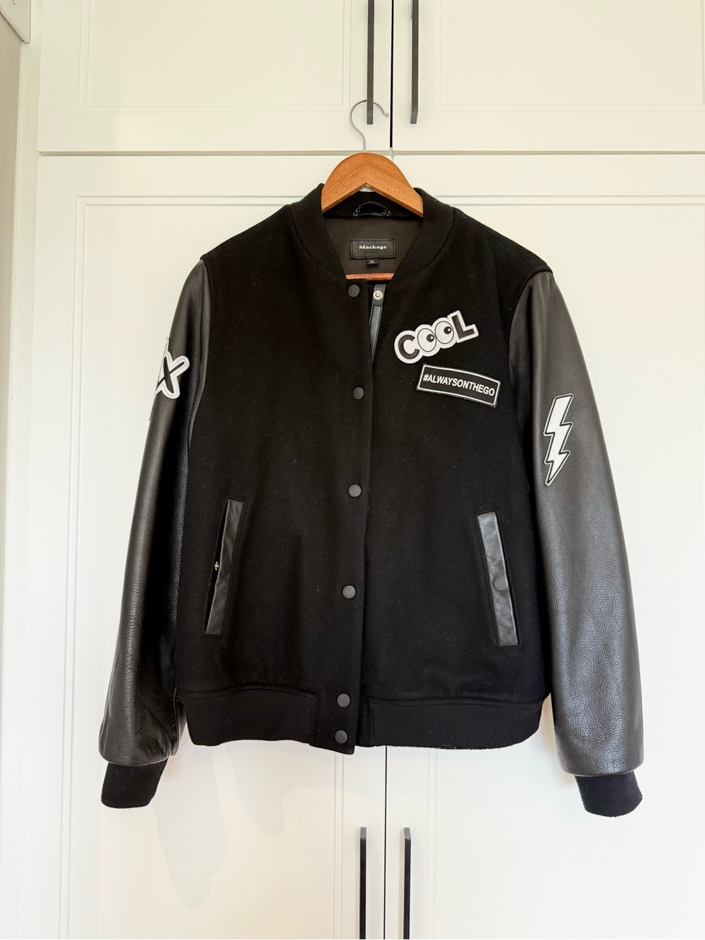 Mackage Custom One-of-a-Kind Wool Cashmere Leather Varsity Jacket